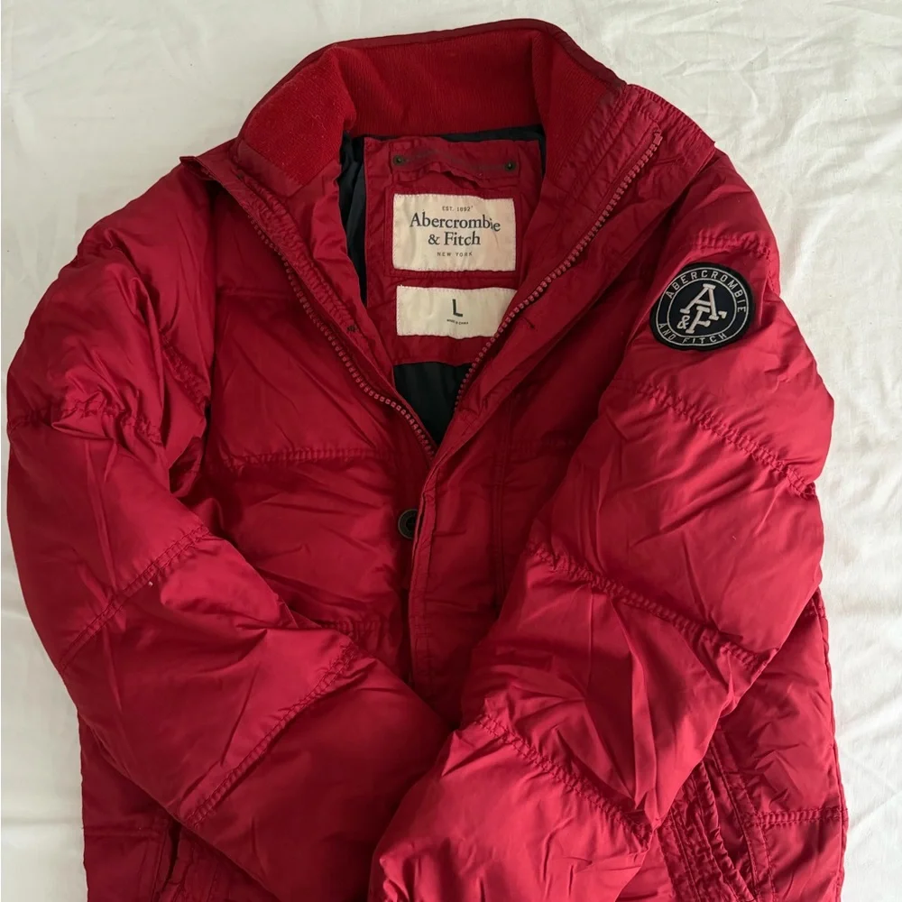 Vintage Abercrombie & Fitch Men's Red Puffer Jacket - Picture 1 of 4